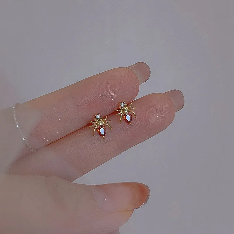 Cute Zircon Cherry Stud Earrings