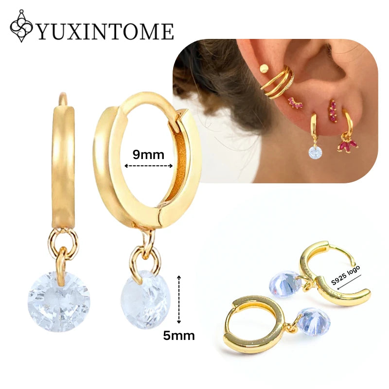 Crystal Water Drop Huggie Hoop Earrings – 925 Sterling Silver