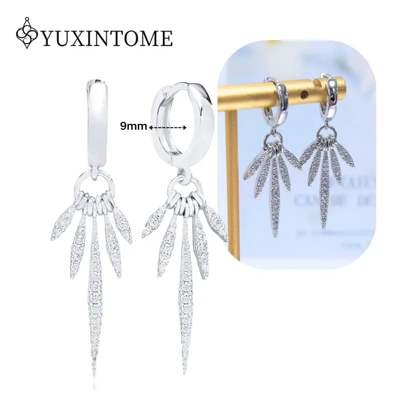 Crystal Water Drop Huggie Hoop Earrings – 925 Sterling Silver