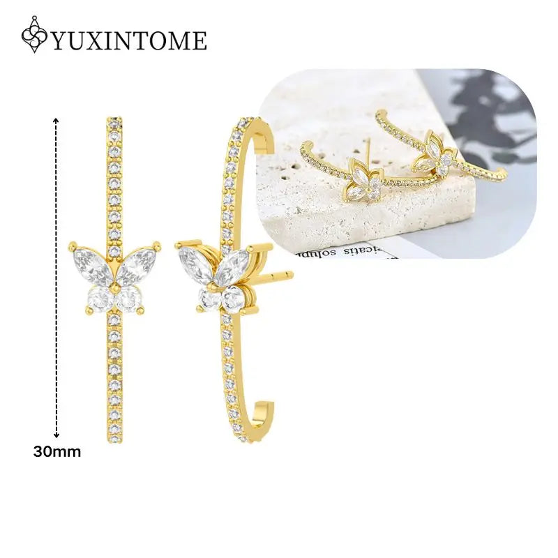 Crystal Water Drop Huggie Hoop Earrings – 925 Sterling Silver