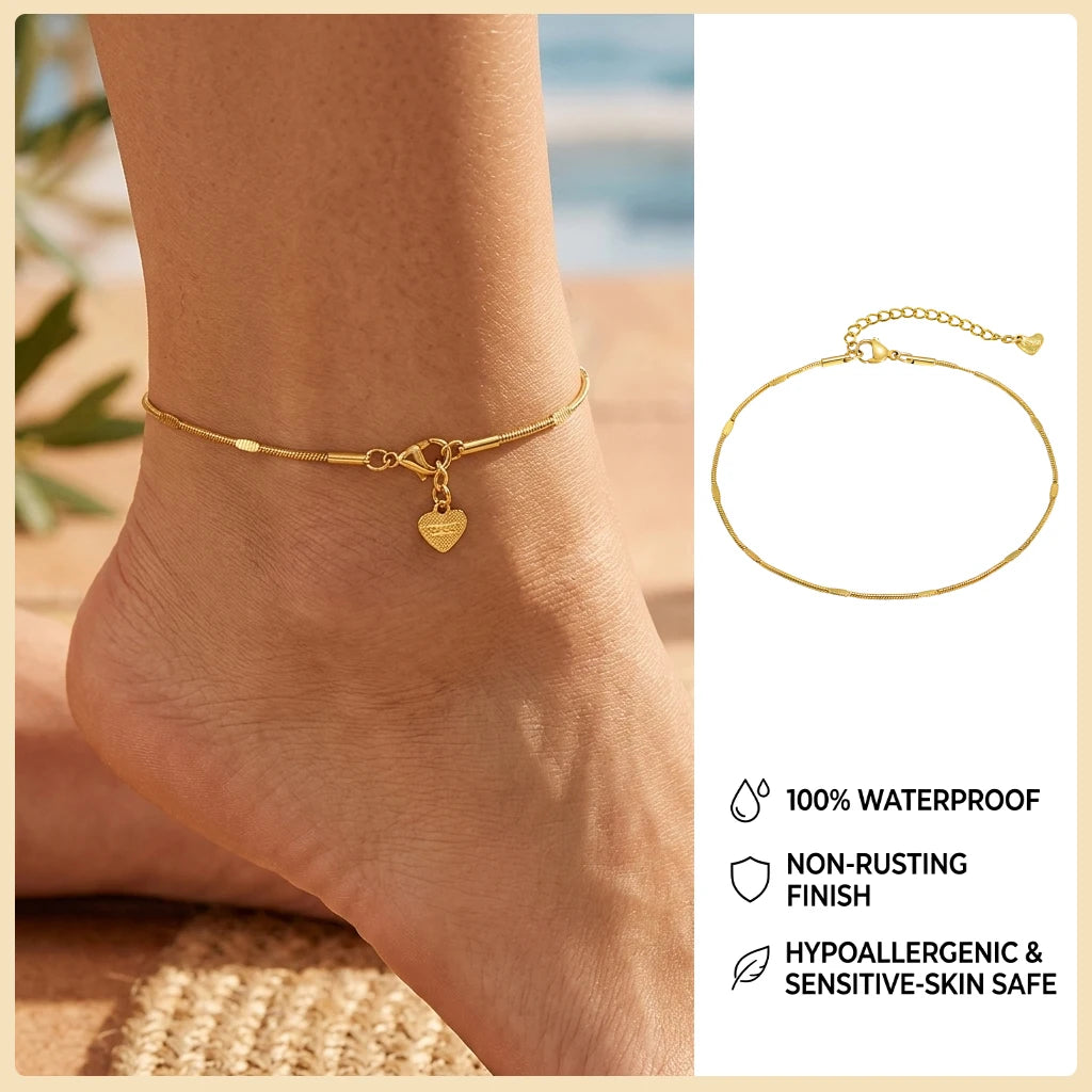 Waterproof Gold Ball Bead Anklet – Stainless Steel