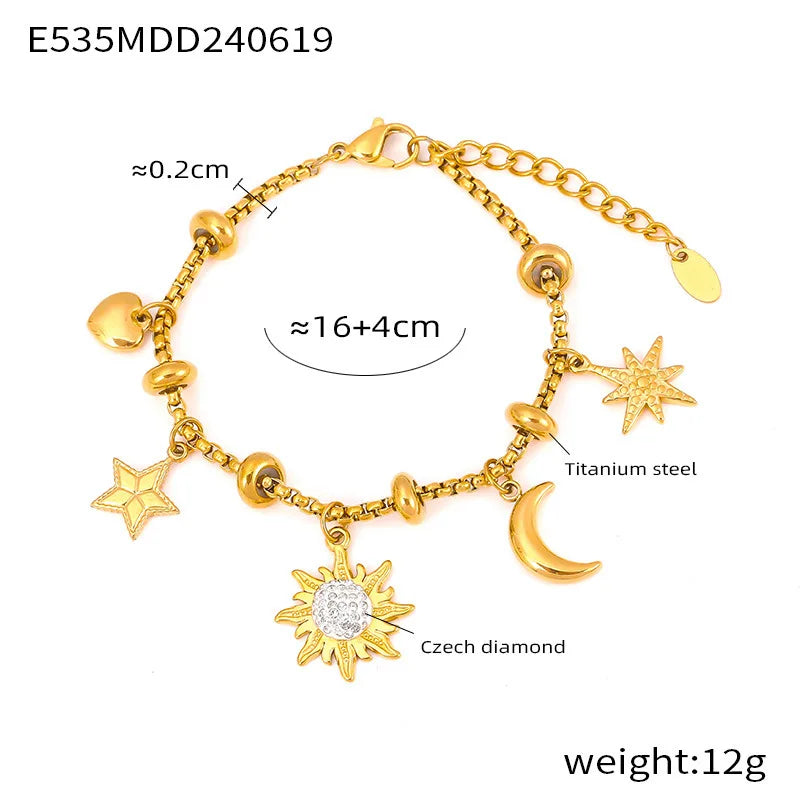 Gold Heart Charm Bracelet – Waterproof Stainless Steel