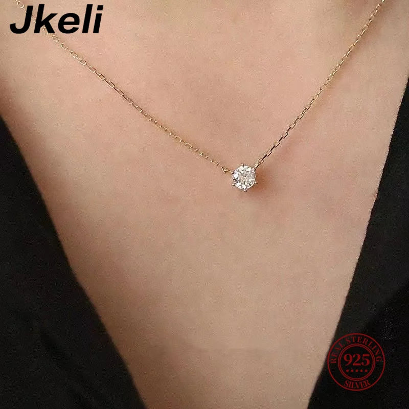Sterling Silver Zircon Solitaire Necklace