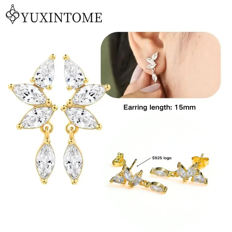 Crystal Water Drop Huggie Hoop Earrings – 925 Sterling Silver