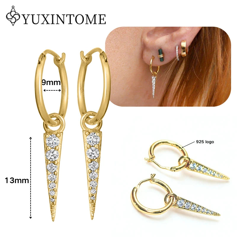 Crystal Water Drop Huggie Hoop Earrings – 925 Sterling Silver